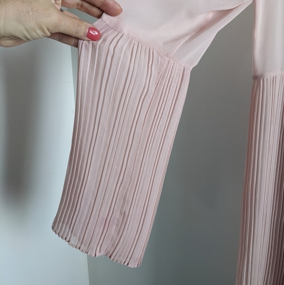BLUSH Pink Romantic Micro Pleat Sheer Dress M Long sleeve - Picture 5 of 14